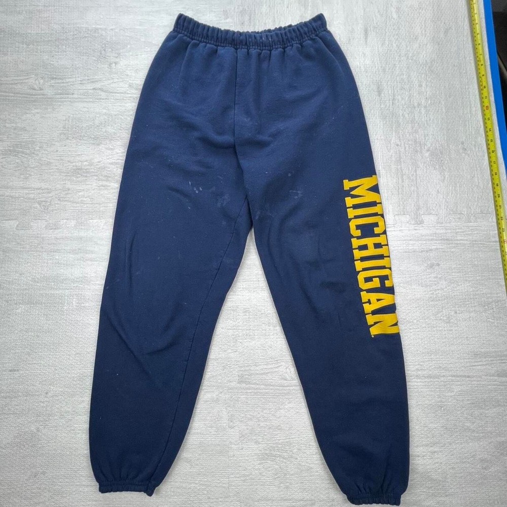 Vintage 90s Michigan Wolverines Sweatpants Size: L Blue Yellow NCAA College