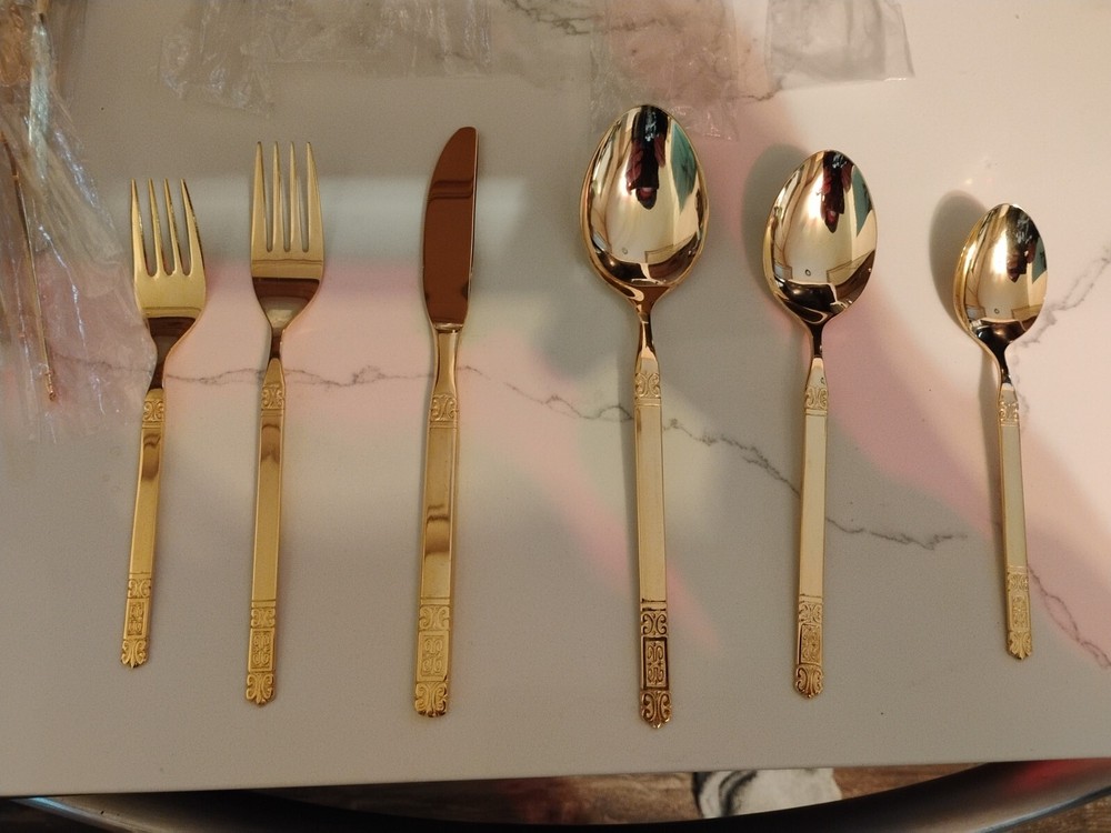Mid Century 24k Gold Plated Continental Japanese 50-Piece Flatware Set