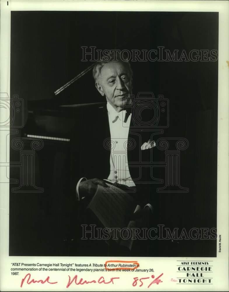 1986 Press Photo Arthur Rubinstein, pianist, Carnegie Hall Tribute - nop72711