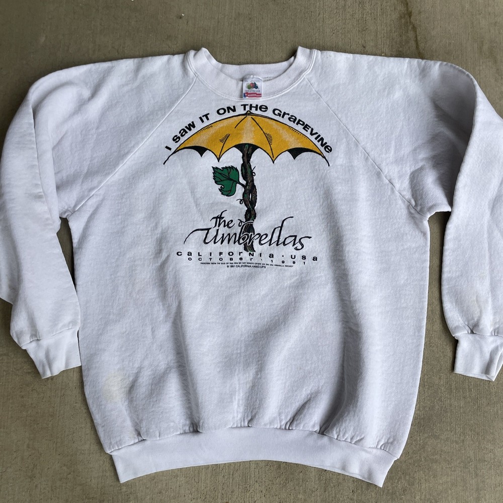 Vintage Christo umbrella art sweatshirt XL grapevine Project California installation  