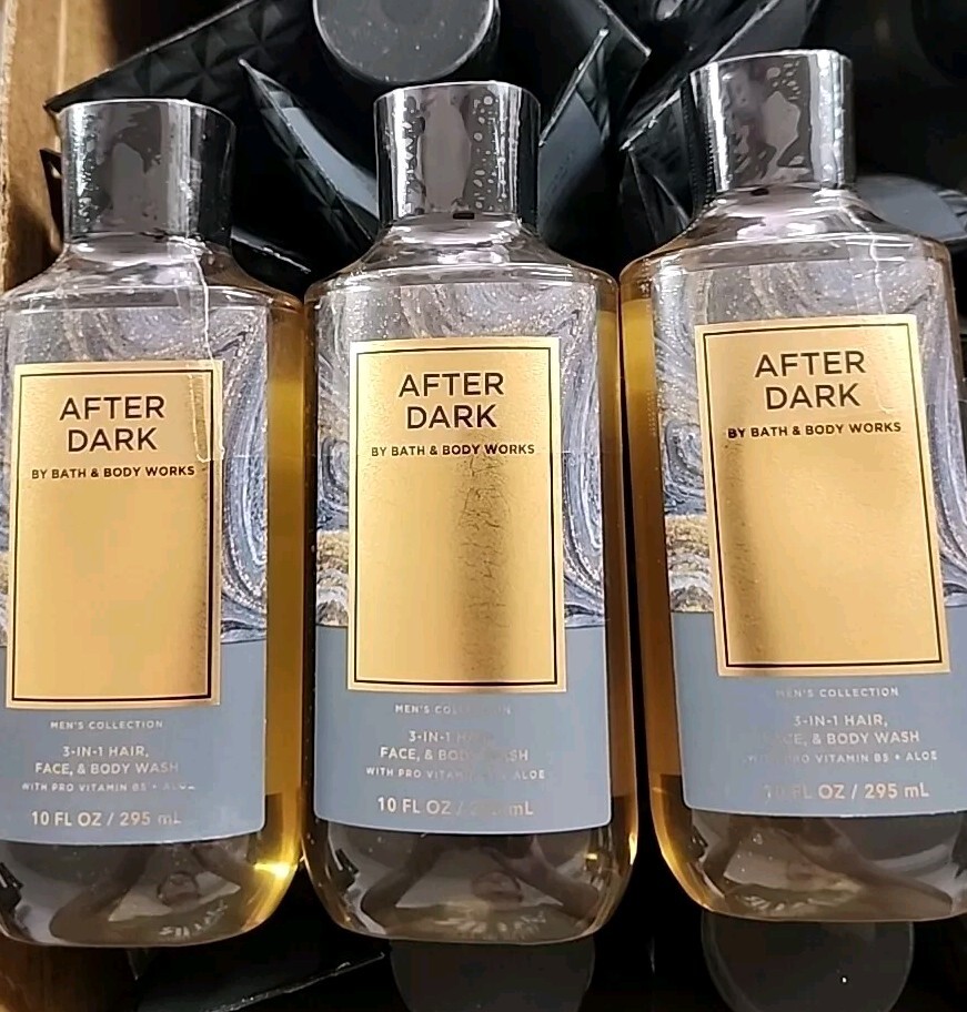 AFTER DARK Lot OF 3 FULL SIZED SHOWER GEL FACE & BODY WASH BATH AND BODY WORKS