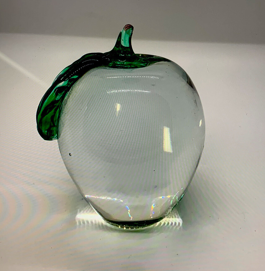 Back To School Apple Paperweights 4in. H Clear/green 3in H Clear/red Bubbles Two-image
