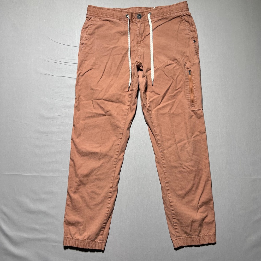 Vuori Men's Medium Red Ripstop Joggers with Drawstring Waist