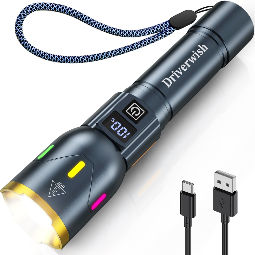 Rechargeable Flashlights 990000 High Lumens, Super Bright LED Flashlight USB ...
