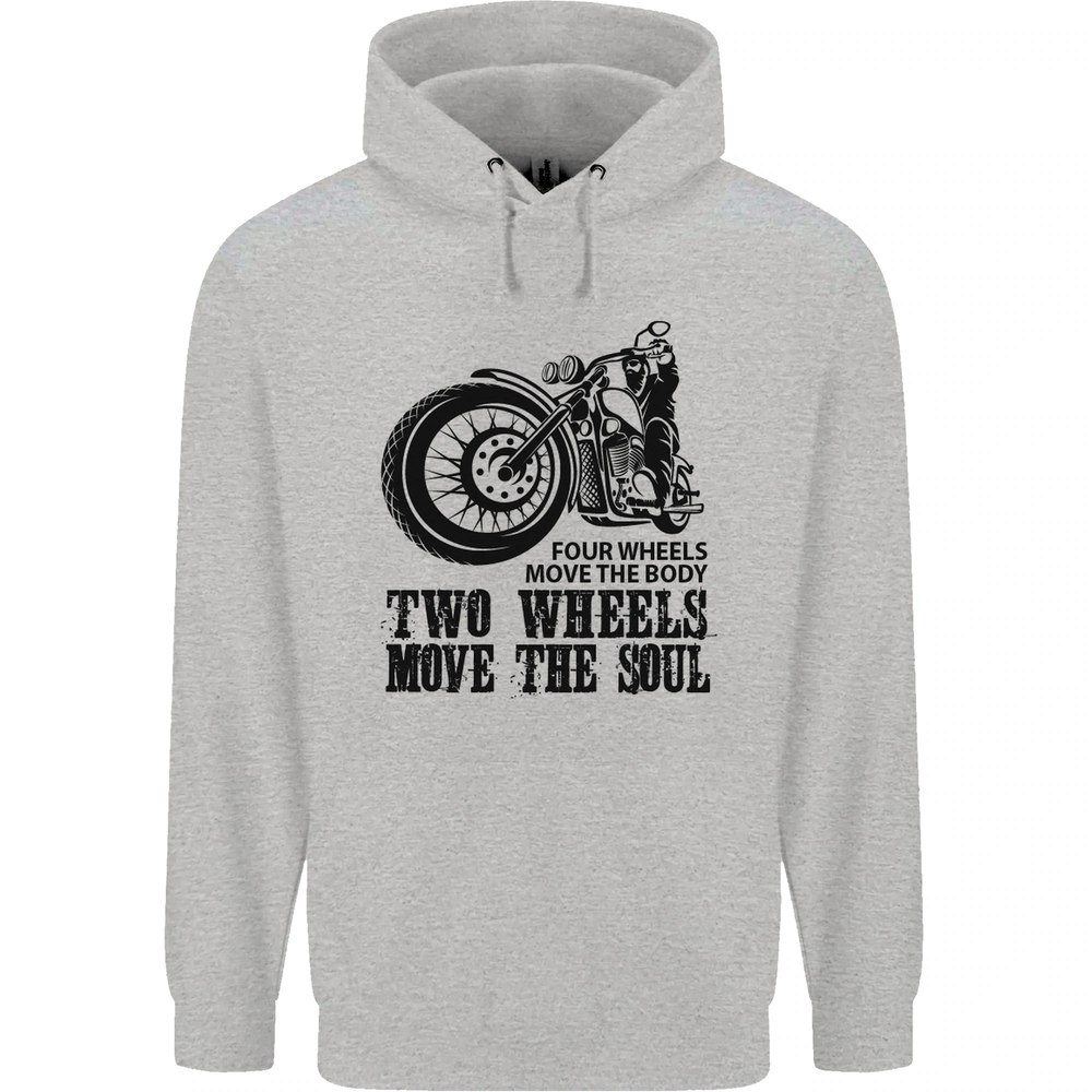 Two Wheels Move the Soul Motorcycle Biker Mens 80% Cotton Hoodie