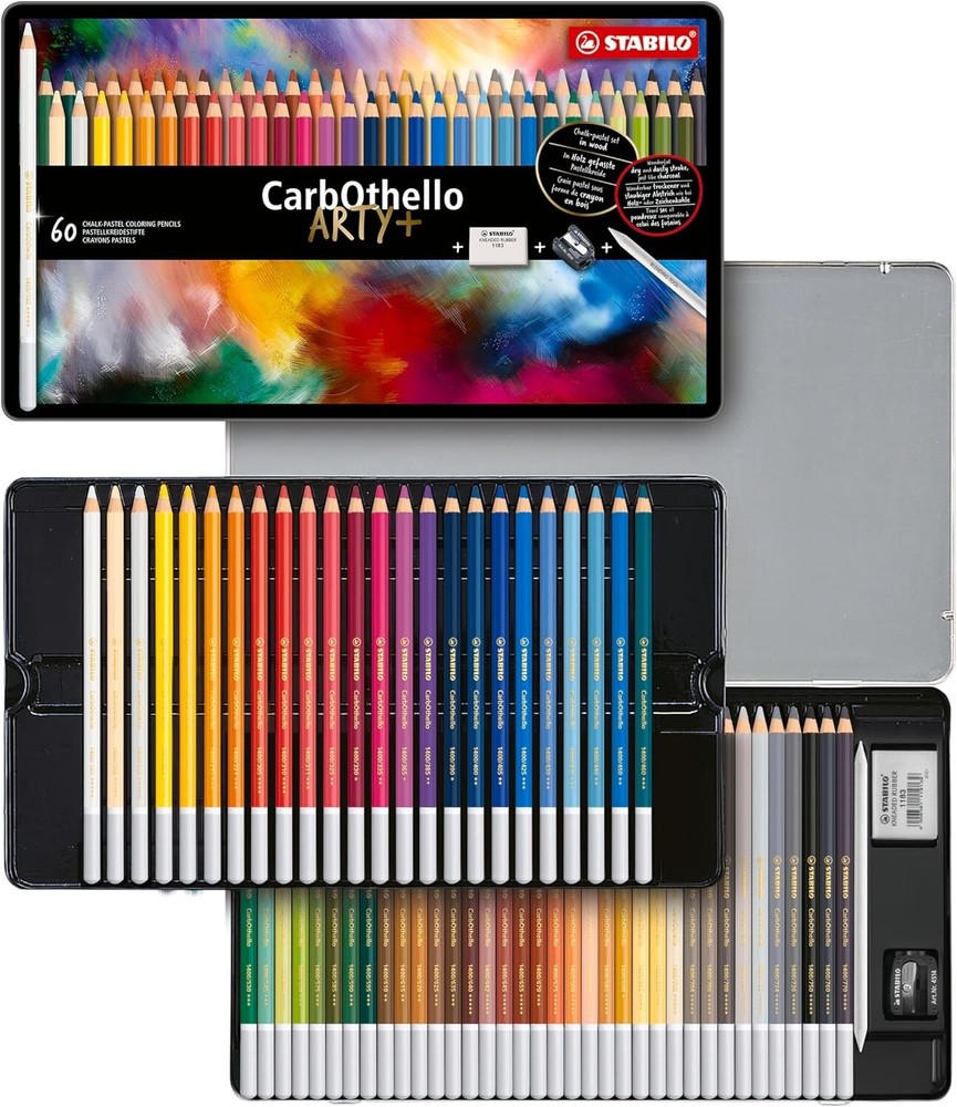 Chalk-Pastel Colored Pencil Set - 60 Shades for Drawing, Coloring, Sketching