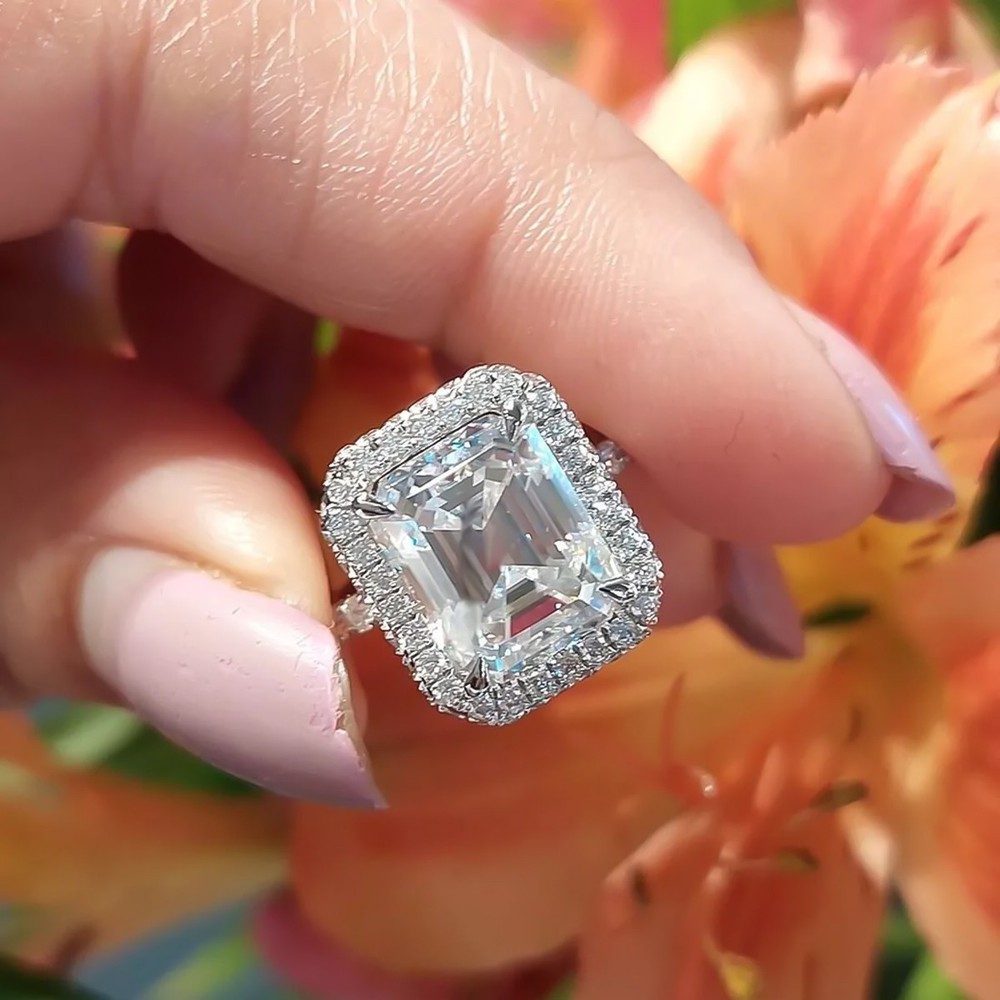 Certified 4.50 Ct Emerald Cut Off White Diamond Solitaire Ring 925 Silver
