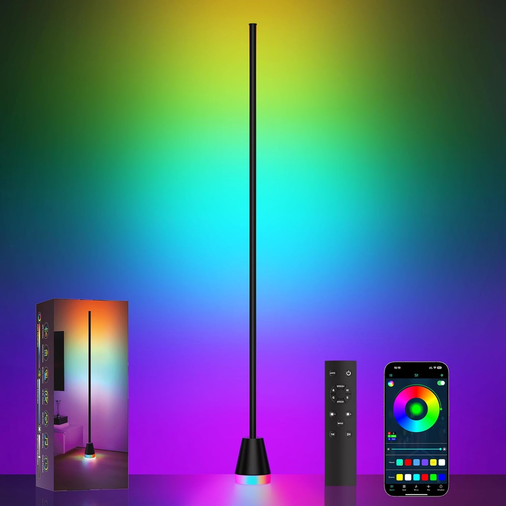 Smart RGB LED Corner Floor Lamp with App & Remote Control, 16 Music Modes