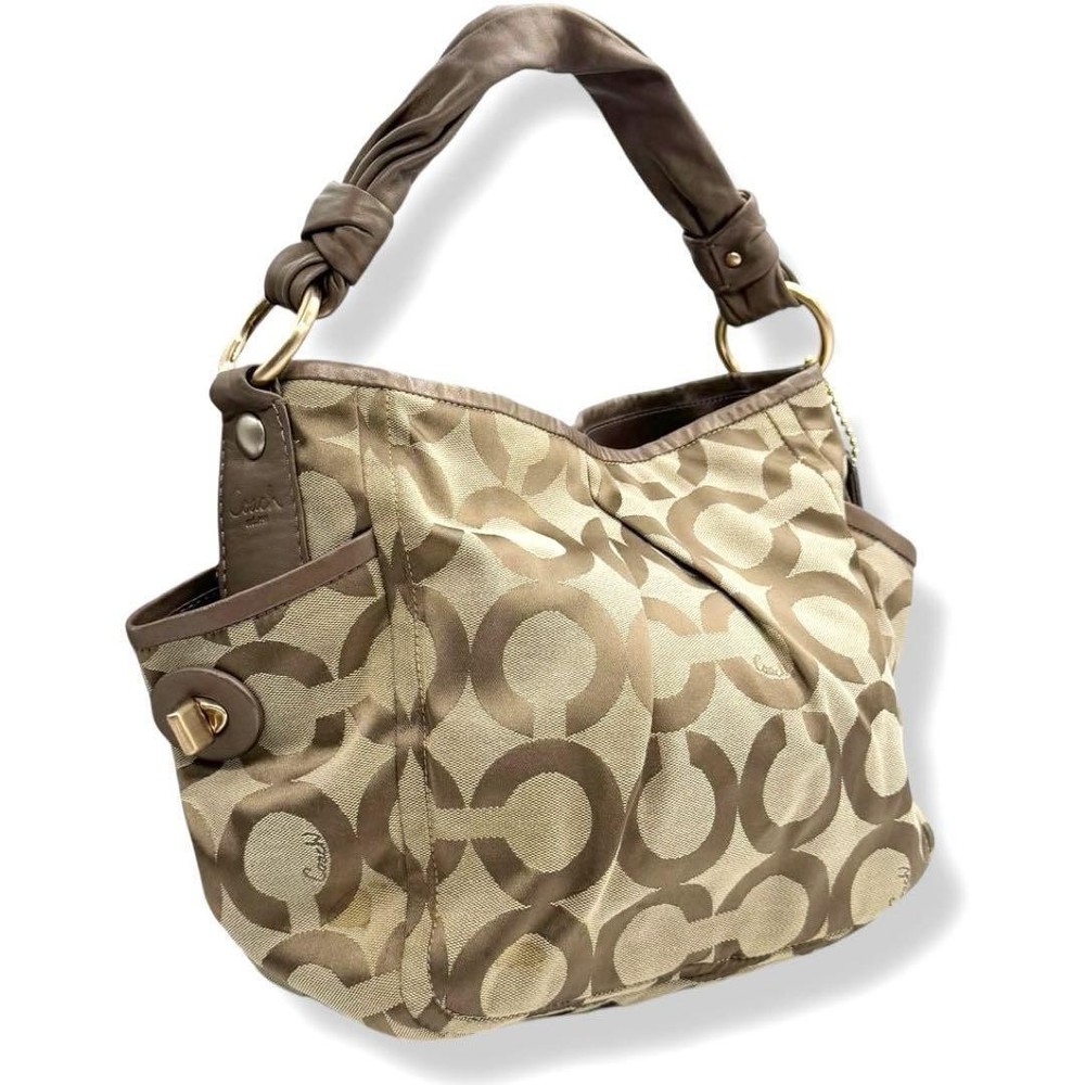 Coach Op Art Canvas Turn Lock One Shoulder Bag 13427 Handbag