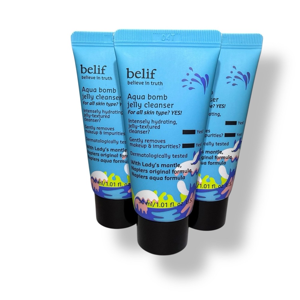TRIO belif Aqua Bomb Hydrating Jelly Cleanser Travel Size 30mL/1.01oz K-Beauty