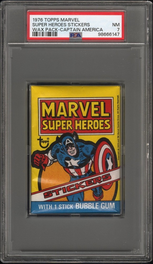 1976 Topps Marvel Super Heroes Wax Pack Unopened Captain America PSA 7