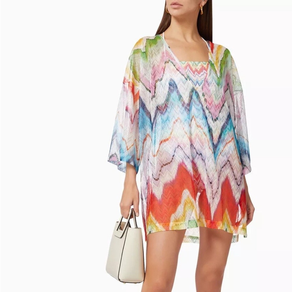 Missoni zig zag print kaftan mini dress cover up IT 38 XS