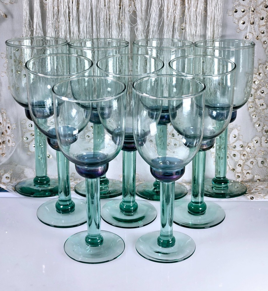 Pfaltzgraff Northwinds 9-Piece Stemmed Wine Glass Set in Green & Blue 8.25 Inches