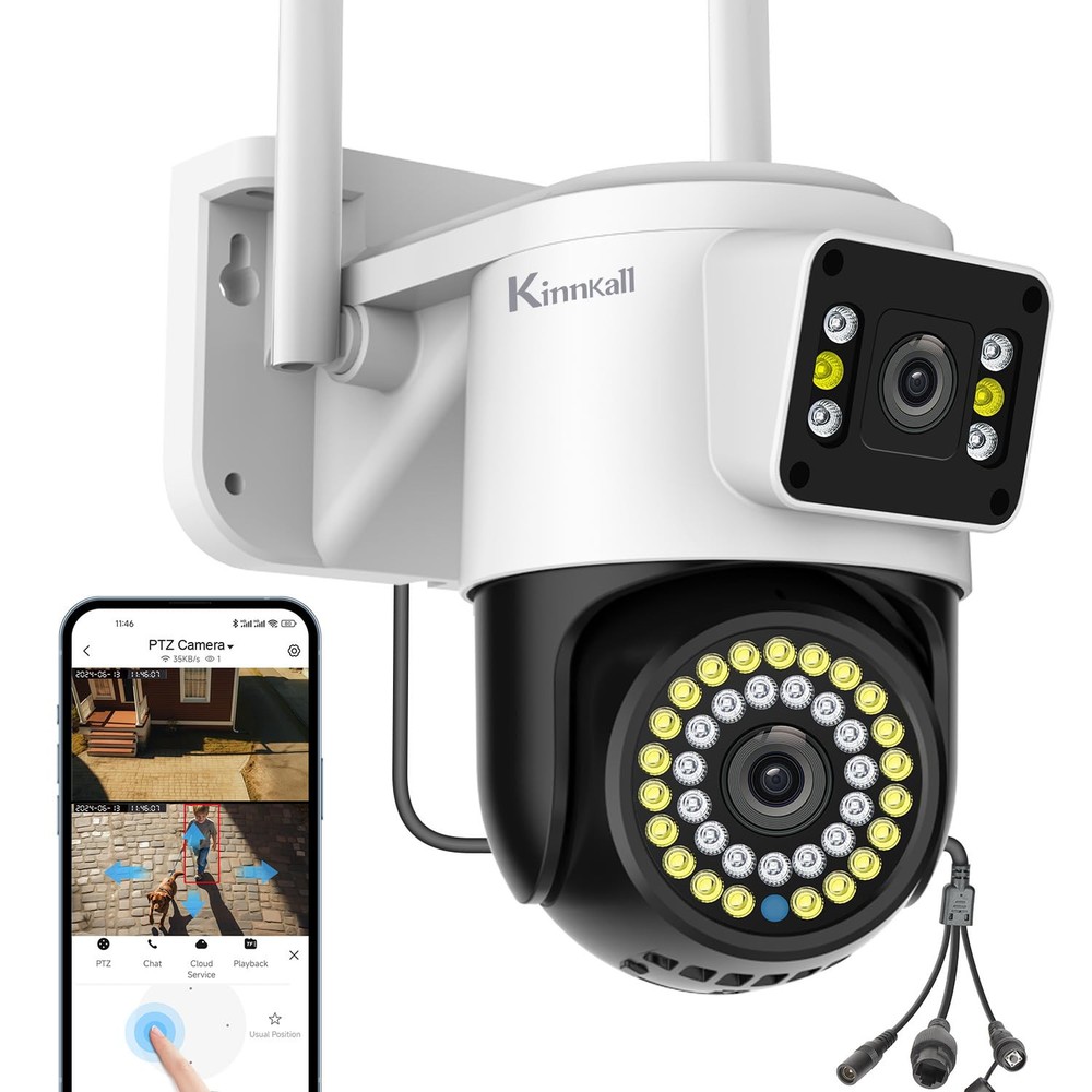 4MP Dual Lens WiFi Pan/Tilt Outdoor Security Camera Wireless Surveillance