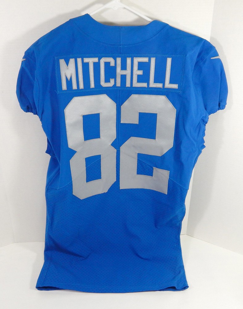 2022 Detroit Lions James Mitchell #82 Game Issued Blue Jersey Throwback Rookie