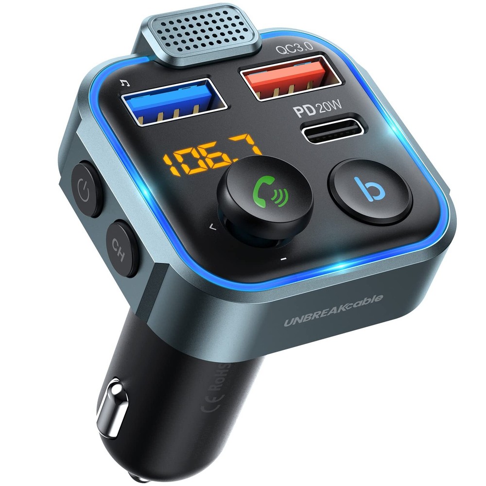 Bluetooth 5.3 FM Transmitter for Car, [PD 20W + QC 3.0] [Stronger Microphone ...