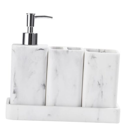 Bathroom Accessories Set, 4 Pcs Bathroom Accessory Set, Soap Dispenser, White