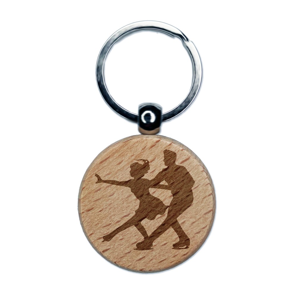 Personalized Figure Skater Wooden Keychain – Custom Ice Dance Charm