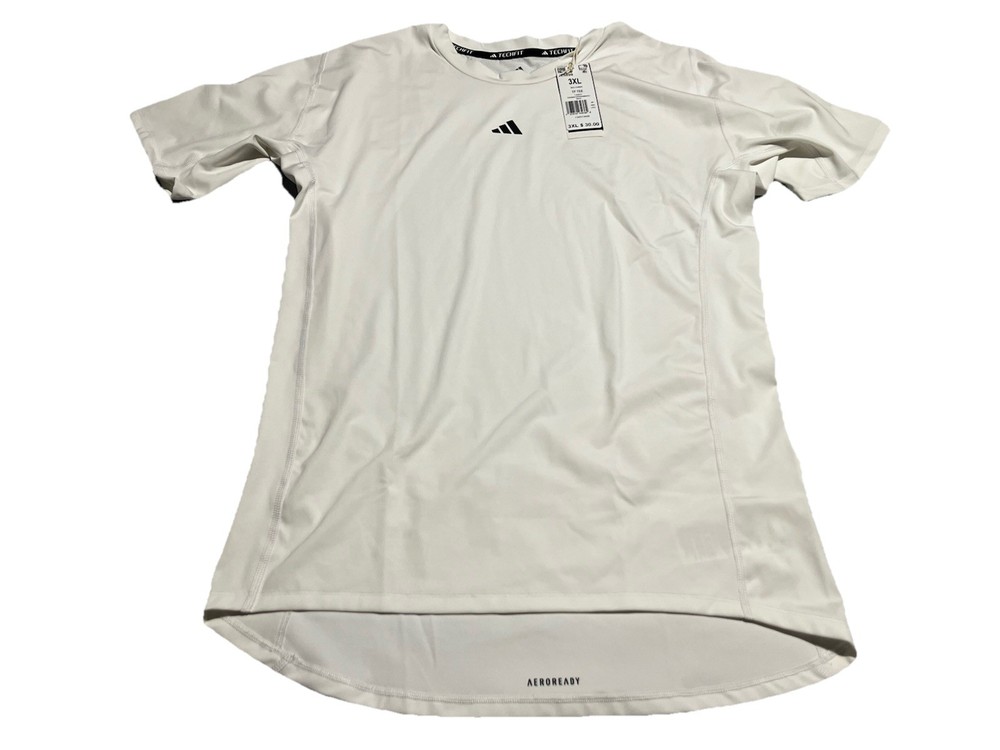 TechFit Compression Training Tee White 3XL - Performance Fit Workout Shirt