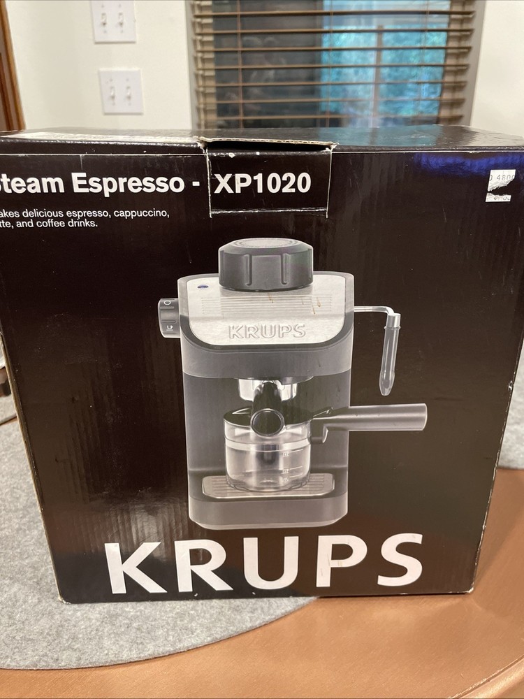 Krups XP1020 Silver and Black Steam Espresso Machine for Rich Coffee