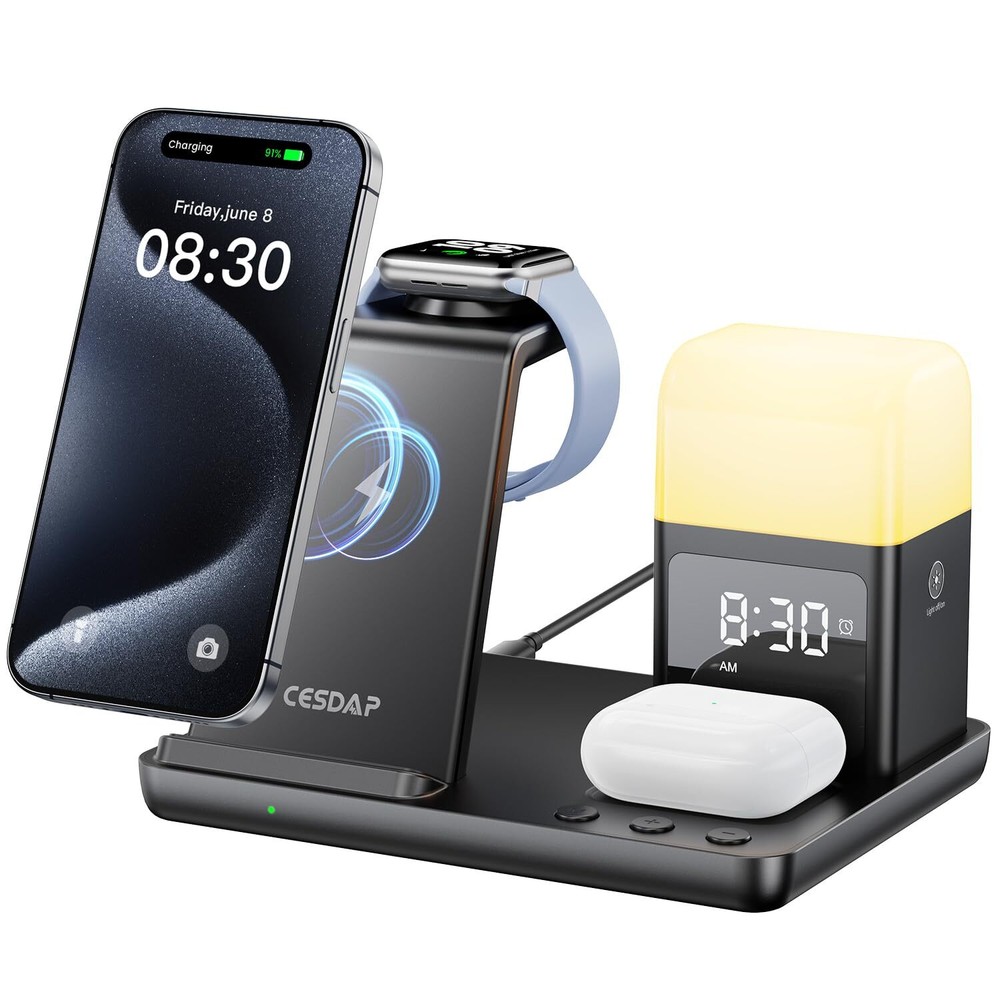 CESDAP 6 in 1 Wireless Charging Station for Apple Charging Station for Multip