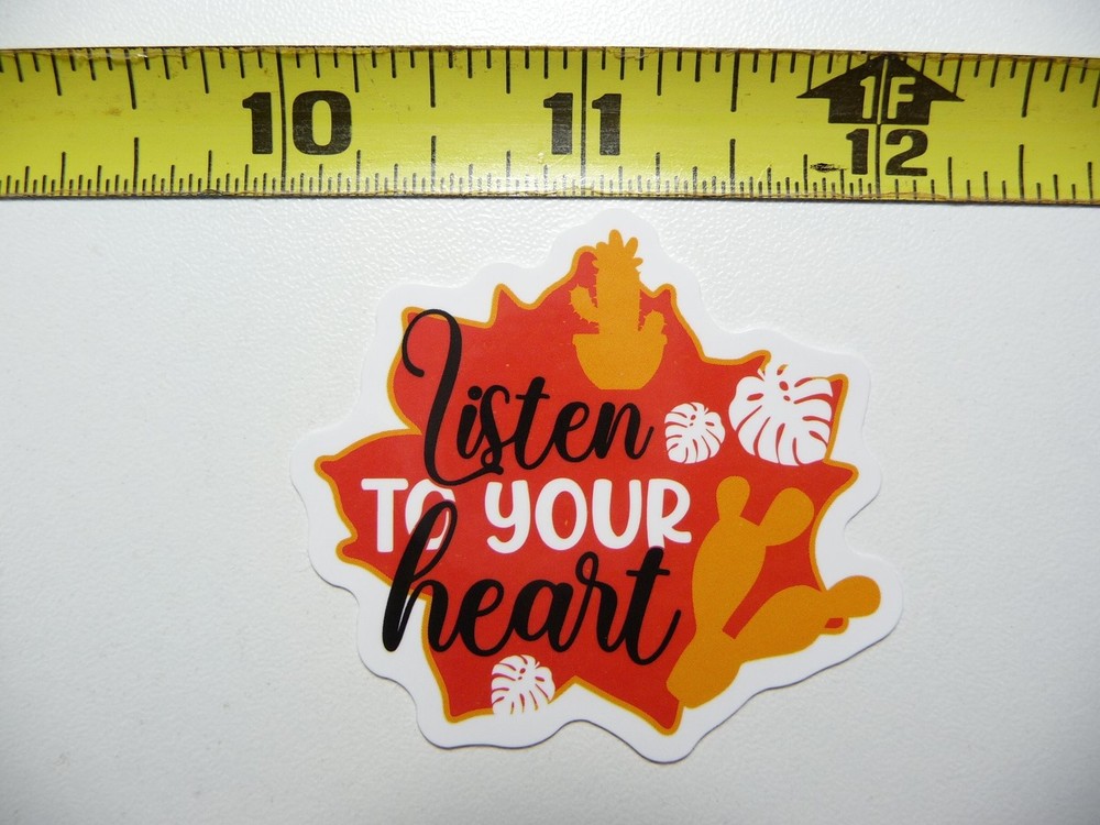 Listen to Your Heart Cactus Sticker - Motivational Positive Vibes Decal