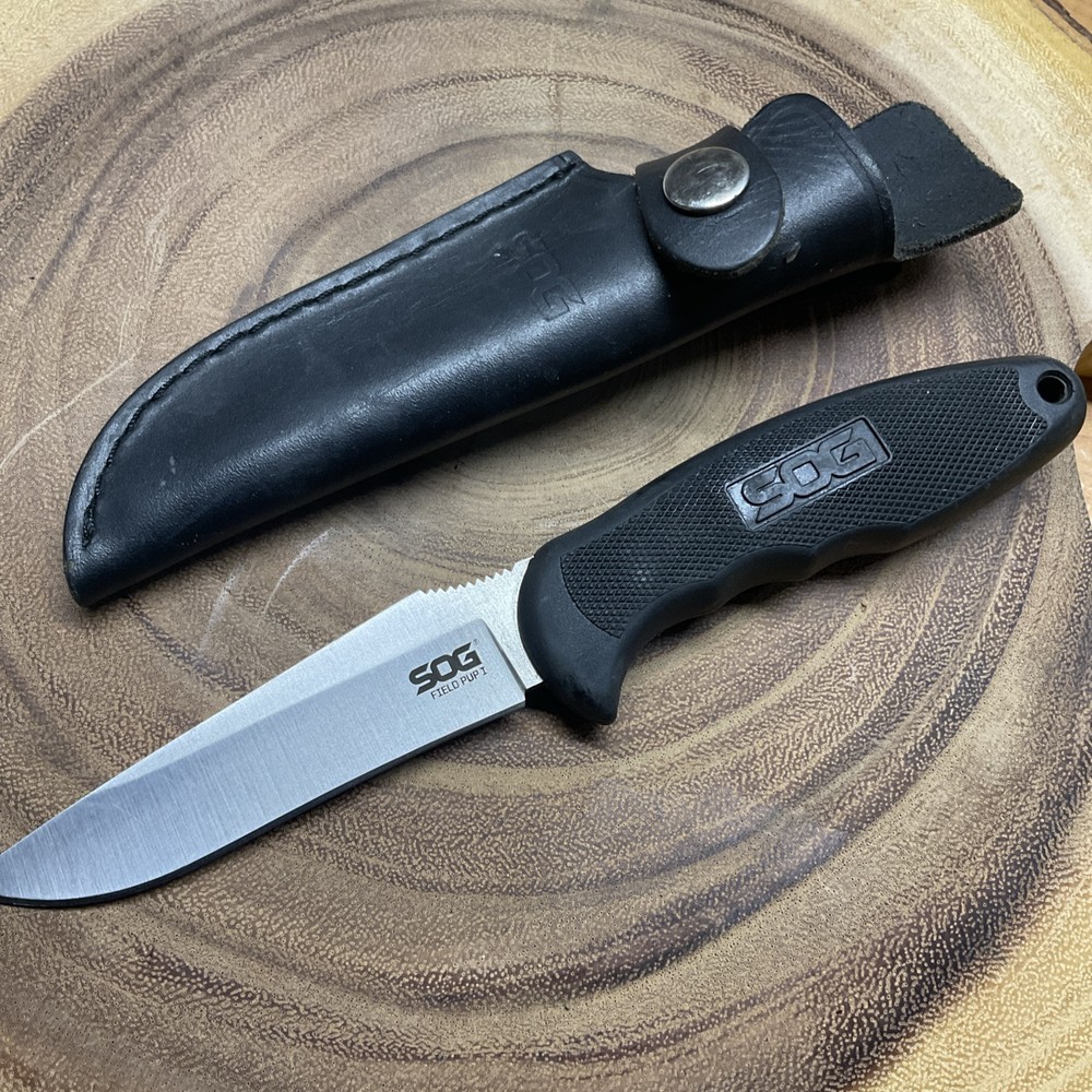 SOG Field Pup Fixed Blade Knife with Durable Sheath for Outdoor Use
