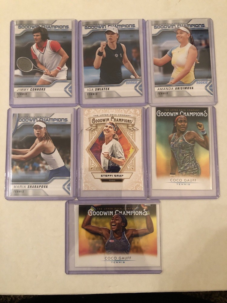 Lot of 7 Tennis Cards Upper Deck Goodwin Champions Sharapova Graf Gauff Connors