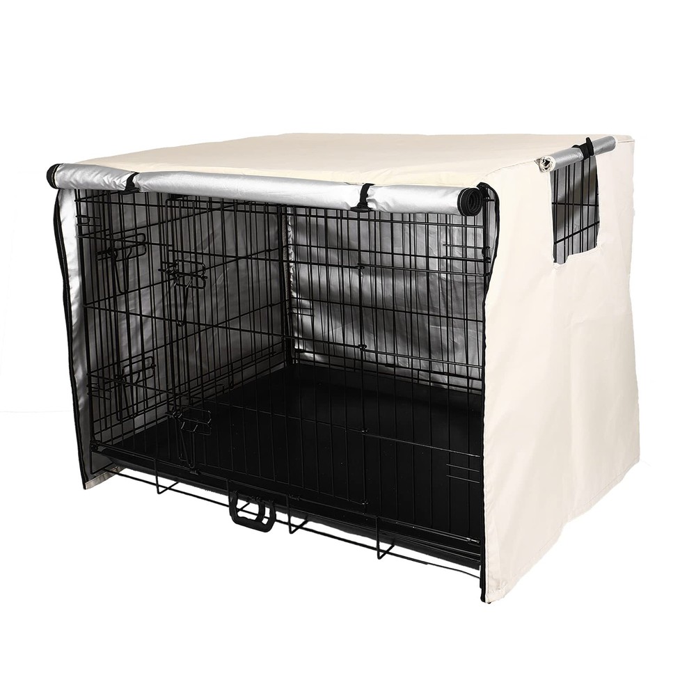 Waterproof Double Door Wire Dog Crate Cover Durable Lightweight Pet Kennel Protector  -image
