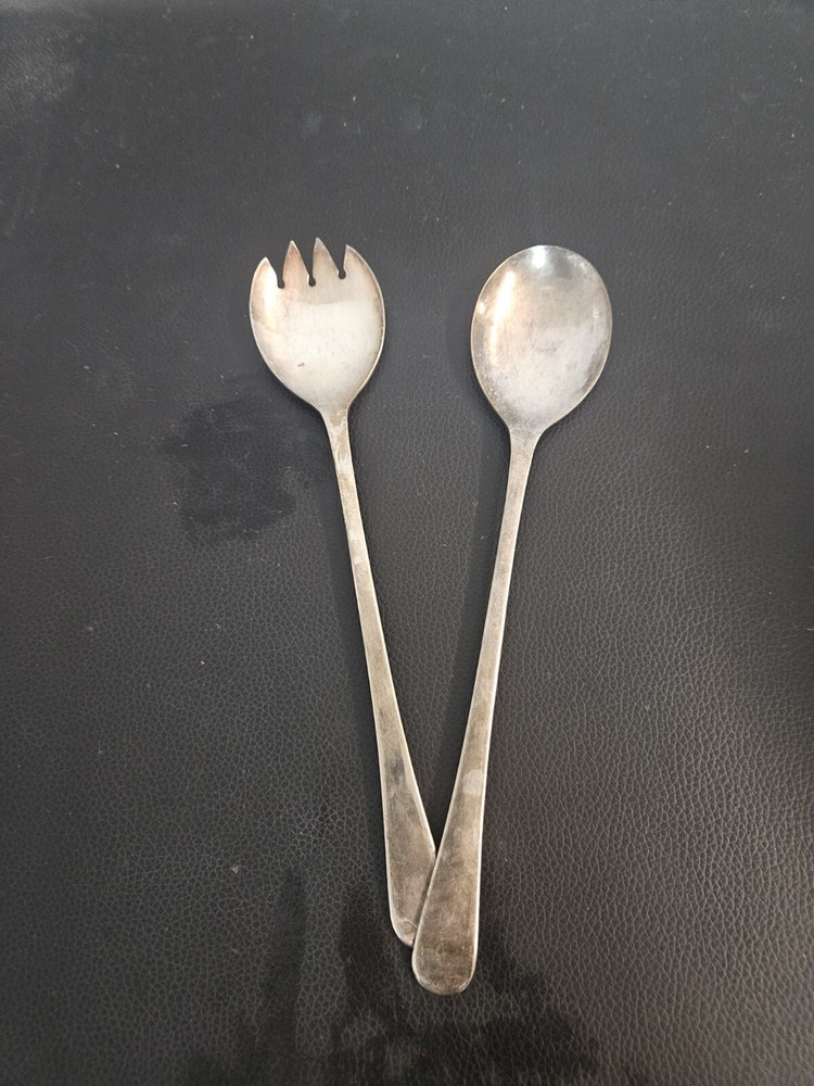 Vintage Silver Plate Sheffield England Salad Serving Fork And Spoon Set