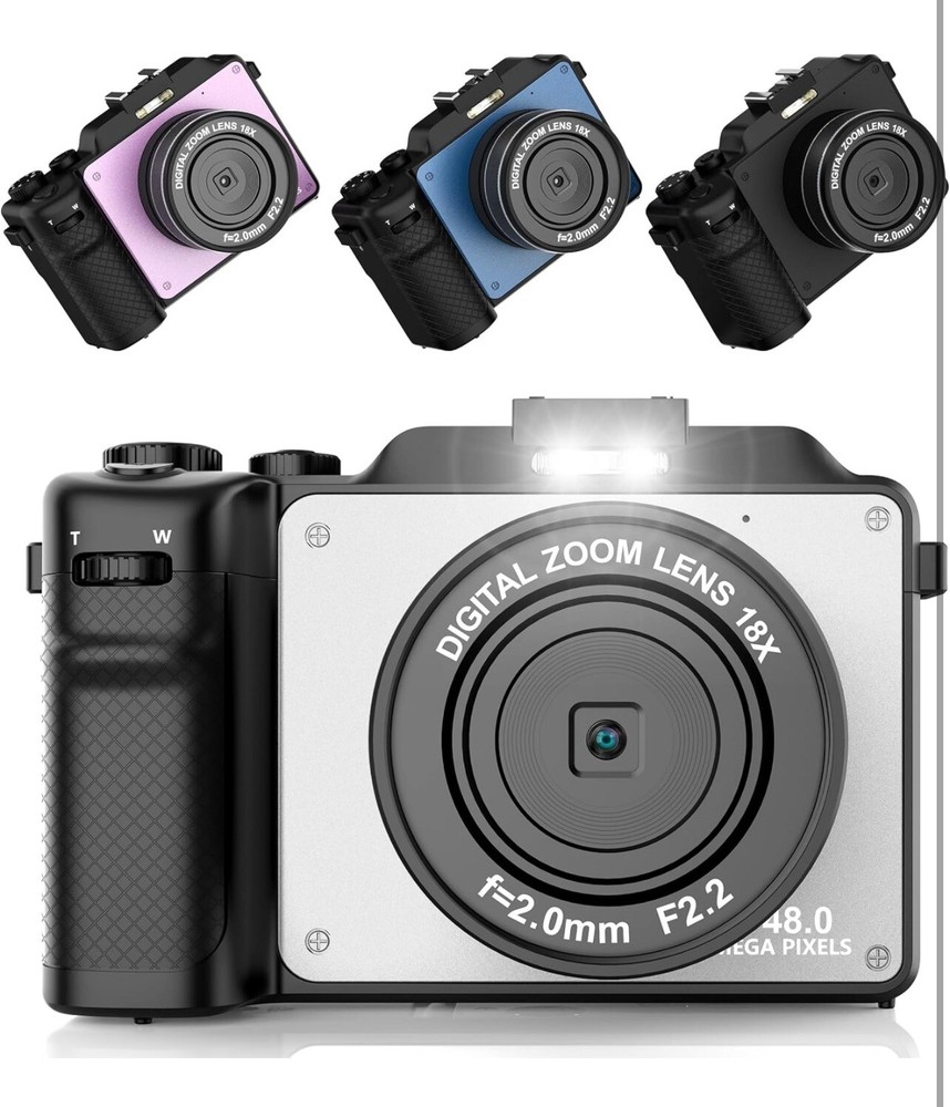 CAMDAY Digital Camera for Photography, 4K Vlog Camera with 4 Changeable Color