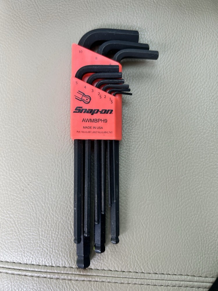 Snap On L-Shaped Ball Hex Metric Wrench Set 9-Piece with Screw Holder AWMBPH9  