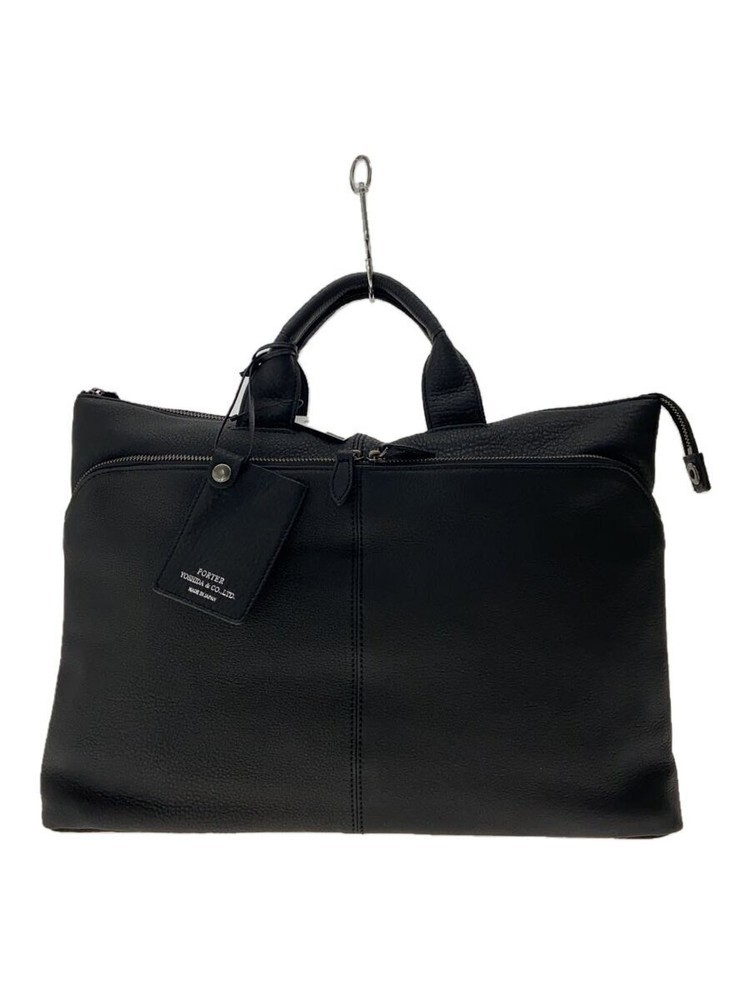 Porter Briefcase Leather Black 42x24x8 cm Plain Second Hand