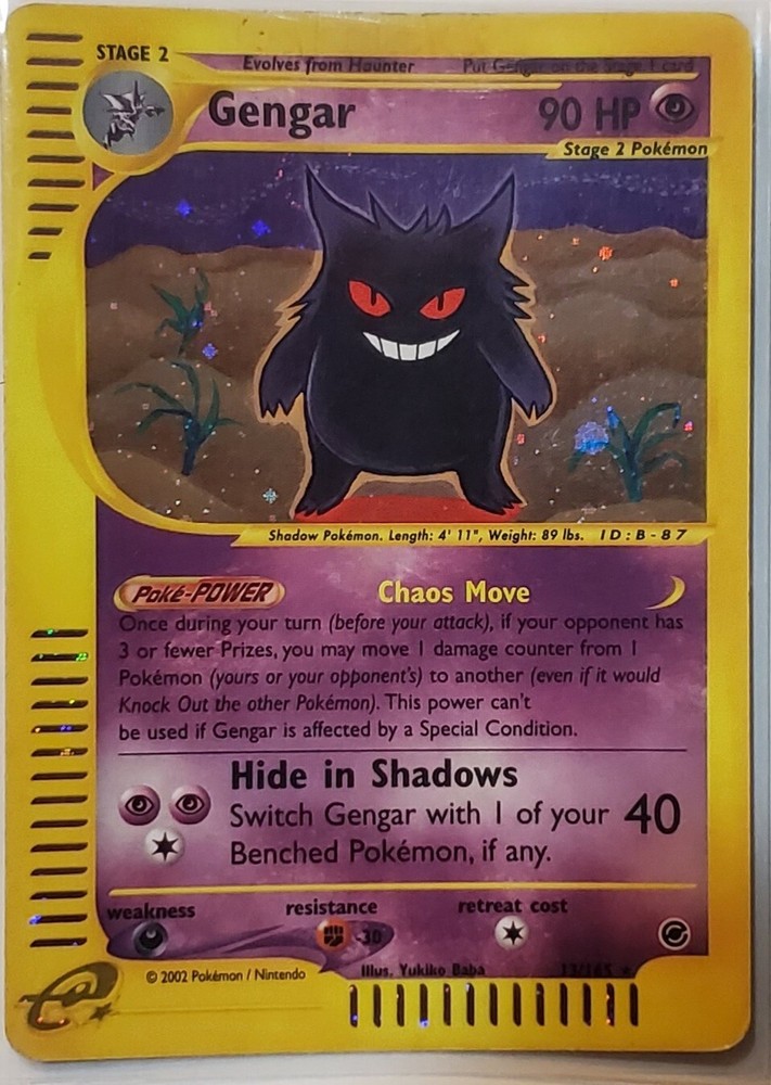 Rare 2002 Expedition Holo Gengar Pokemon Card 13/165  
