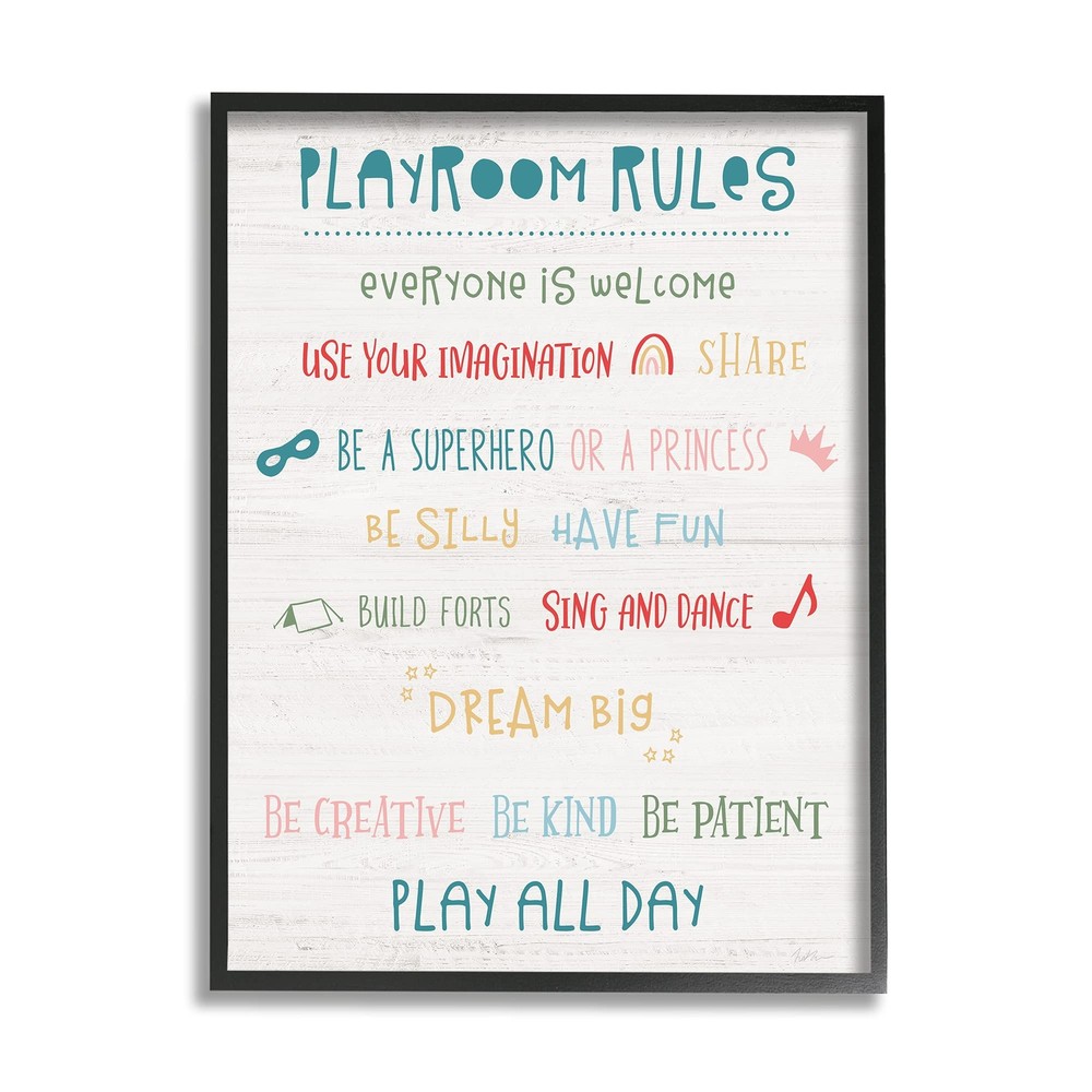 Playroom Rules Sign Kid's Motivational Phrases Listed, Designed by Natalie Ca...