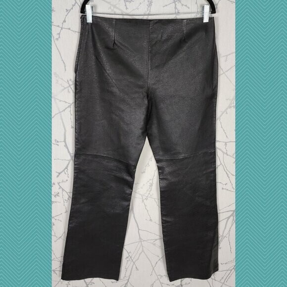 Beechers Brooks Black Leather High Rise Straight Leg Pull On Pants