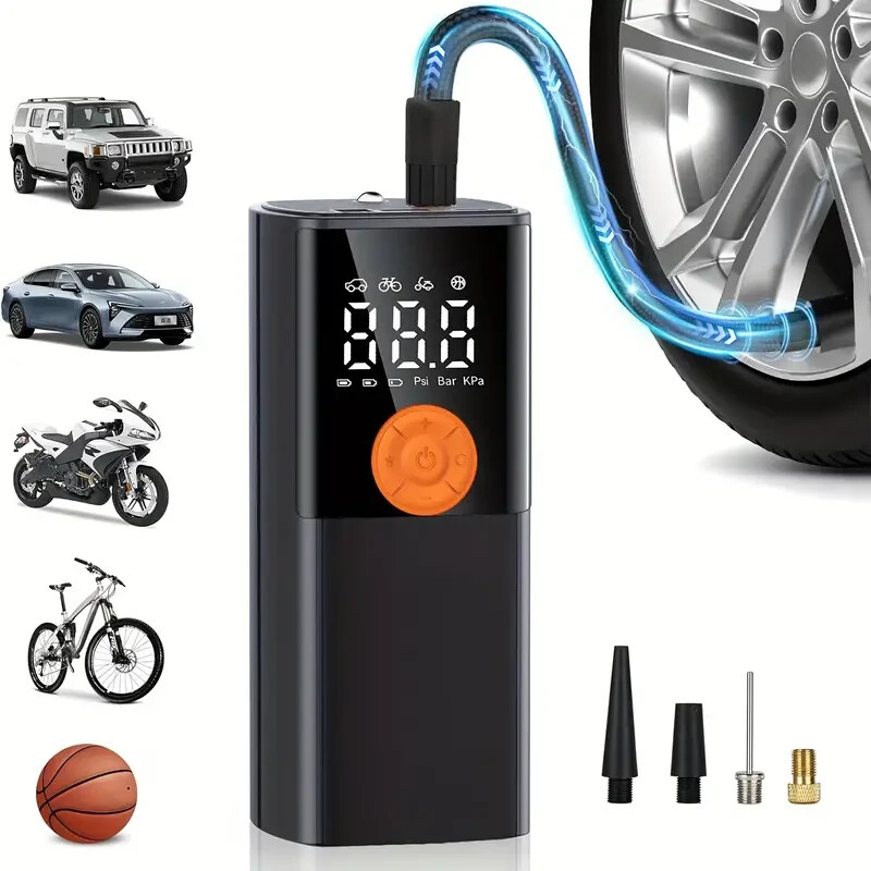 Portable Tire Inflator, Car Air Compressor With Digital Pressure Gauge, Air Pump