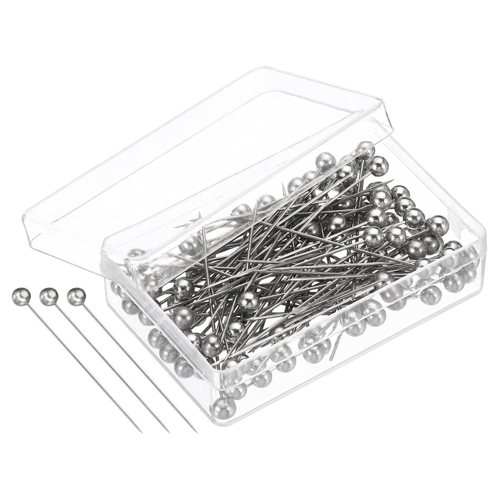 200 Silver Pearlized Ball Head Sewing Pins for Quilting and Crafting