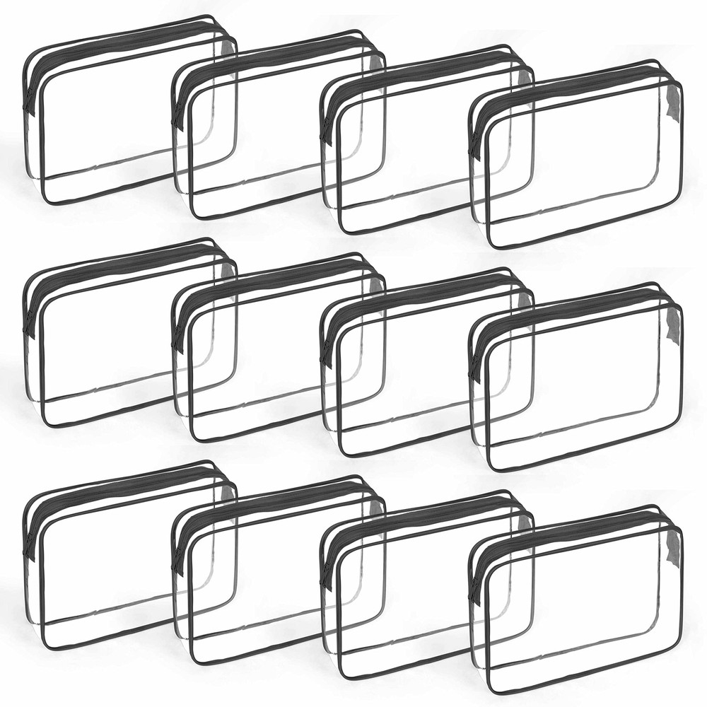 12 PCS Clear TSA-Approved Makeup Bags with Zipper for Travel Toiletries