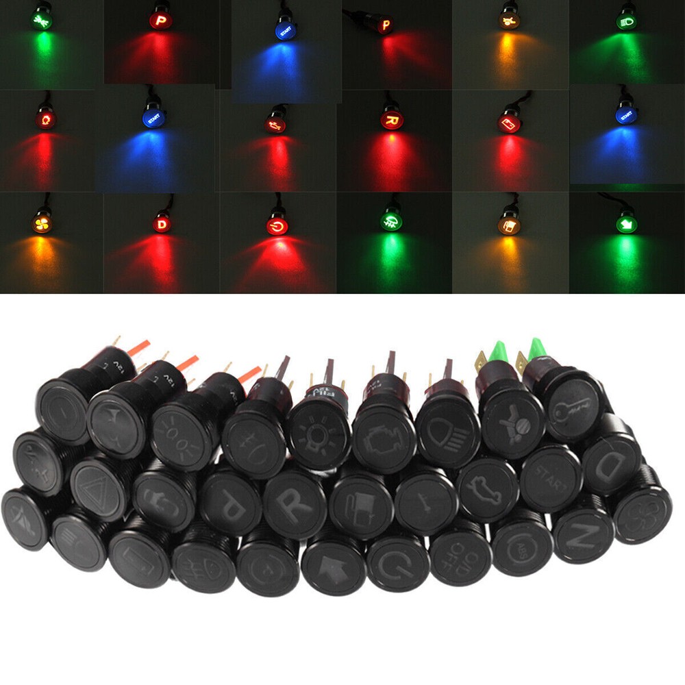 12V 16mm LED Car Boat Dashboard Warning Indicator Light for Panel