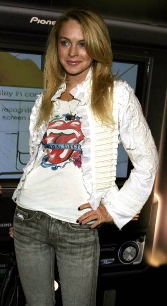 Lindsay Lohan vintage Pioneer Electronics car navigation system old photo