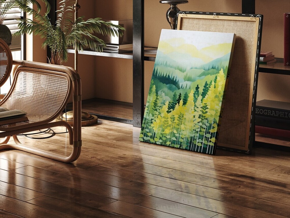 Summer Nature Abstract Painting, Green Unframed Canvas Print Australian Wall Art