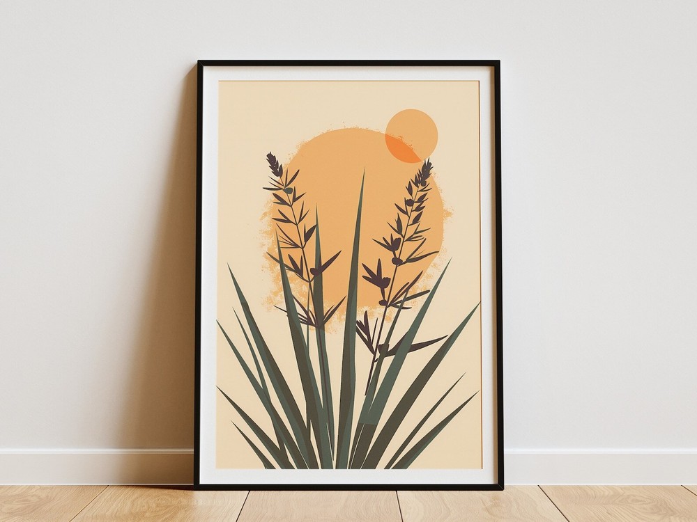 Yucca Plant Minimalist Art Print Abstract Boho Wall Decor Botanical