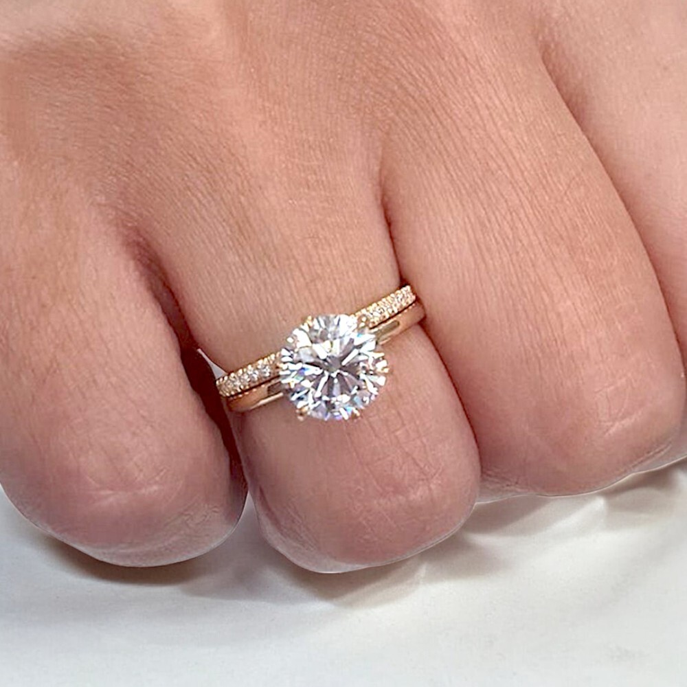 IGI Lab Grown Women's 1.71ct Round Cut Diamond Ring Set in 18 Yellow Gold...