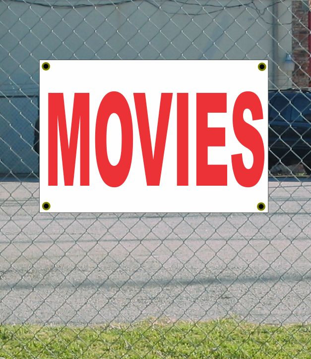 New 2x3 Red & White Movie Banner Sign with Discounted Size & Price, Free Shipping