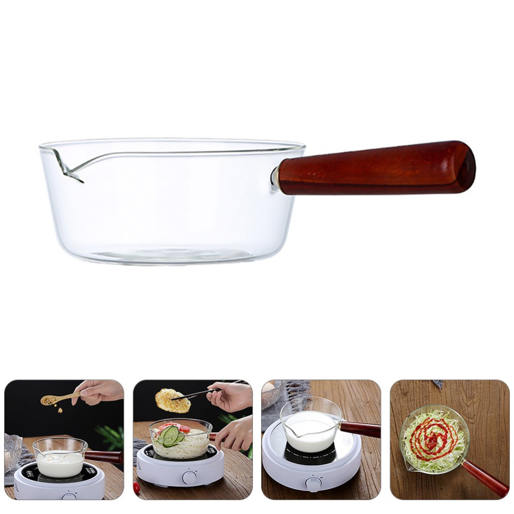 1Pc Sauce Pan Glass Saucepan Kitchen Cookware Milk Heating Pot Cooking Tool