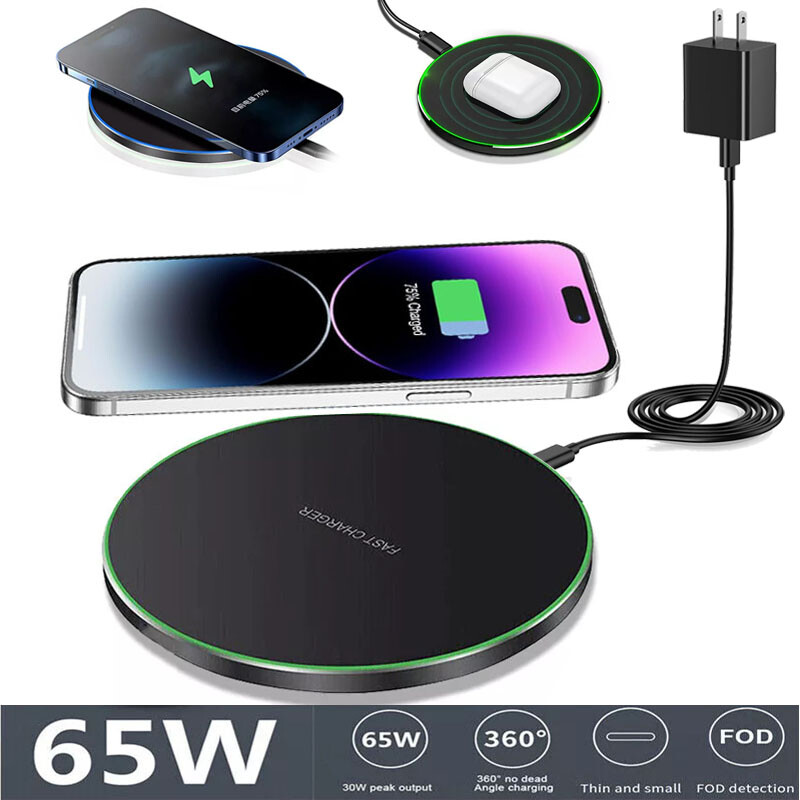 65W Fast Wall Charger Wireless Charge Pad For Samsung Galaxy S24 FE S23 S22Ultra