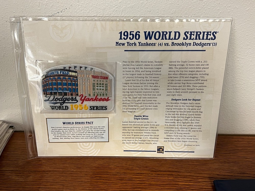 1956 WORLD SERIES PATCH - YANKEES VS DODGERS MLB PATCH WILLABEE & WARD