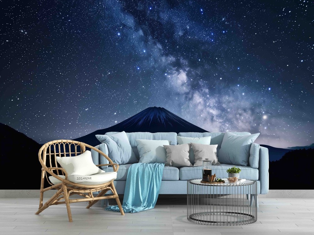 3D Mountains Starry Sky Night Scene Wall Murals Wallpaper Murals Wall Sticker 3