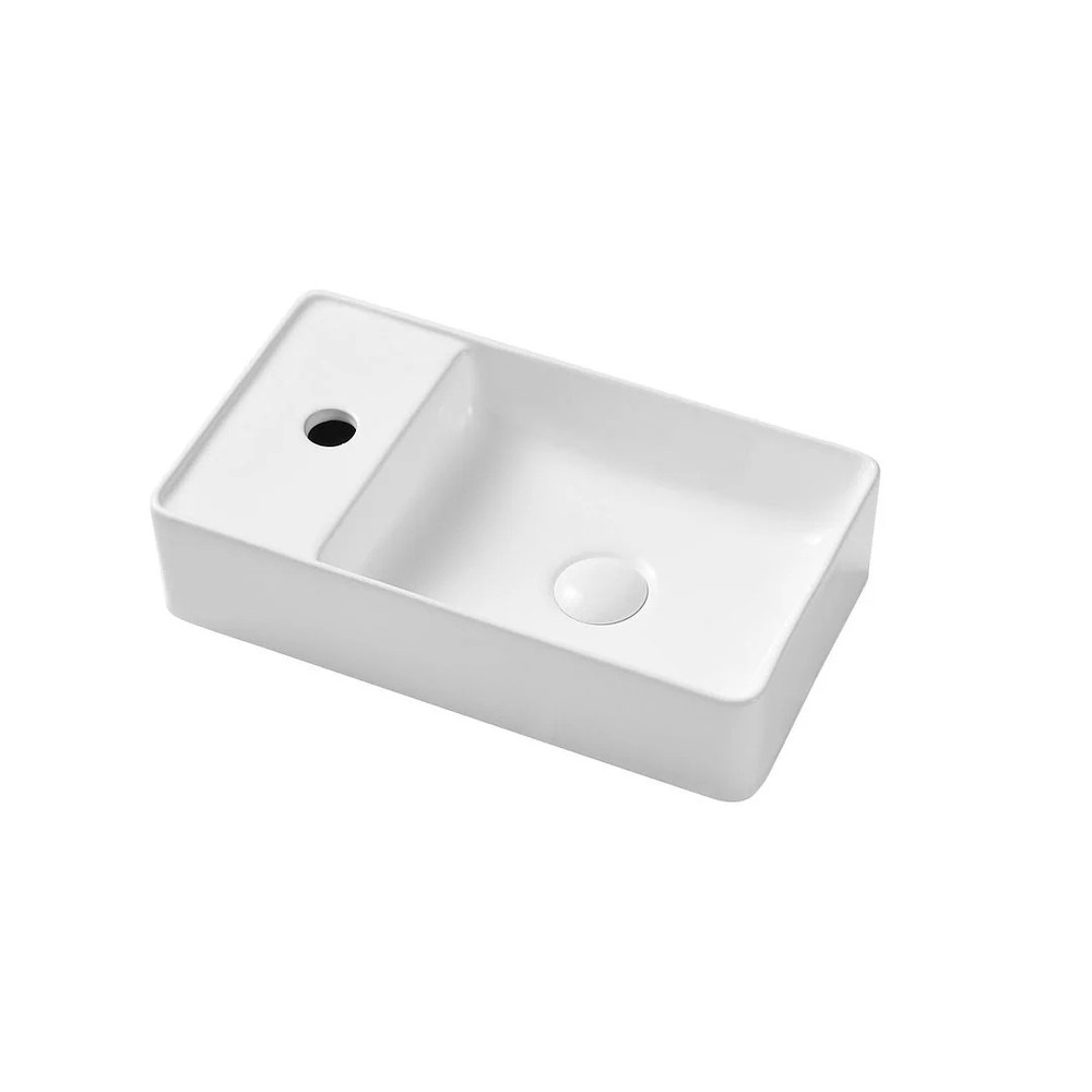 Eridanus Small Wall-Mounted Bathroom Sink with Pop-Up Drain White 17.9